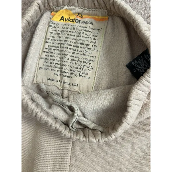 Aviator Nation Bolt 4 Sweatpants Sand & Neon Pink EUC $148 Preppy Loungwear - Image 6