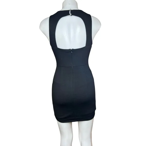Design Lab by Lord & Taylor Black Sequin Geometric Bodycon Mini Dress Sz S - Image 3