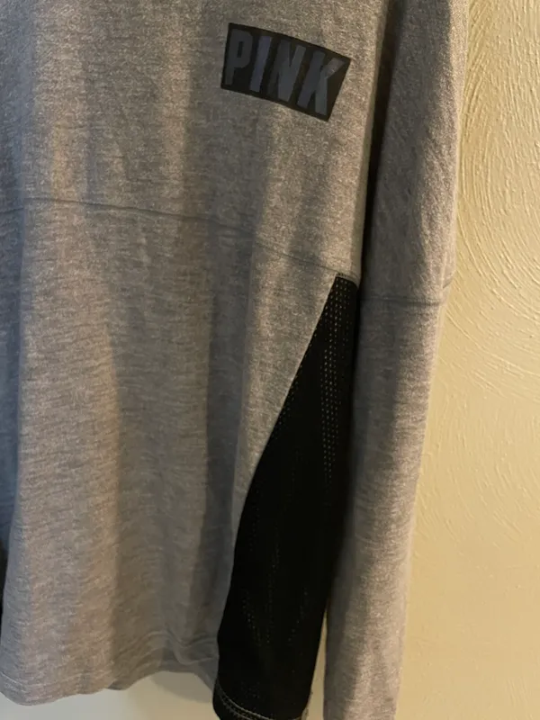 PINK - Victoria's Secret Grey and Black Leather Long Sleeve - Image 3