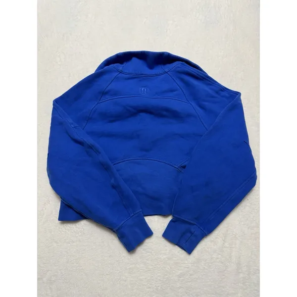 Lululemon Women's Scuba Royal Blue Solid 1/2 Zip Fleece Pockets Size Xs/S - Image 6