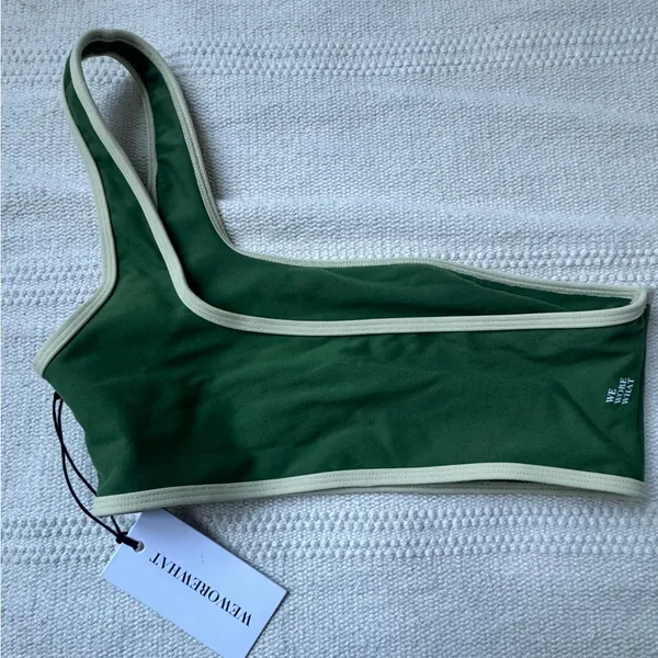 We wore what contrast one shoulder top green / wheat NWT XS - Image 5