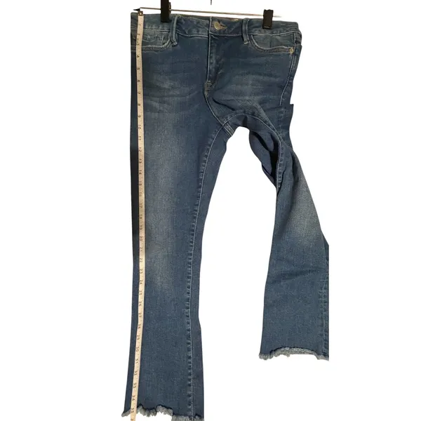 Free‎ People Mid Rise Raw Hem Flare Jeans Medium Wash Blue W28 61855-16515125 - Image 7