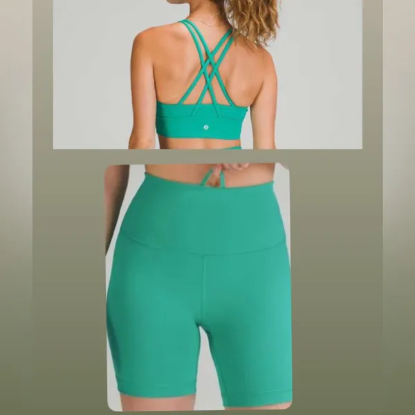 lululemon athletica tropics tone Teal Bike Shorts - Image 2