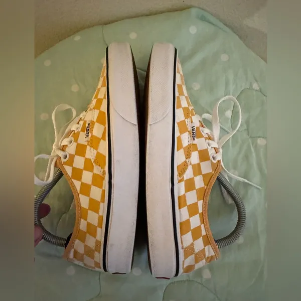 Vans Classic Yellow and White Checkered Sneakers Womens Size 6 - Image 4