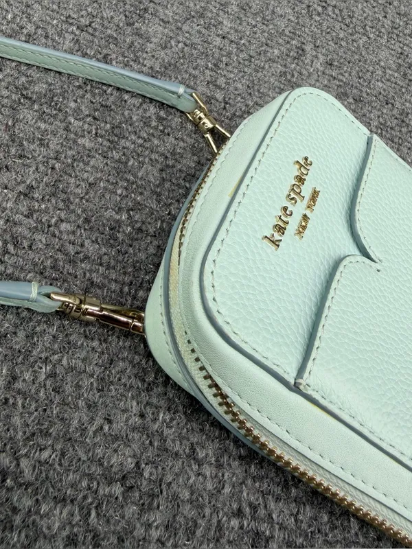 KATE SPADE Zeezee North South Phone Crossbody Light Blue Pebble Leather - Image 3