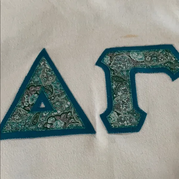 Gildan White Hoodie with Blue Greek Letters - Image 2