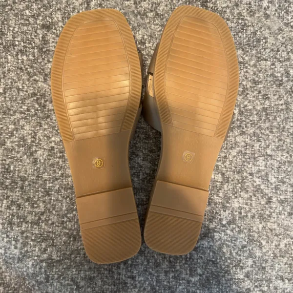 1505 | NEW! Ccocci Baylor Gold Chain Square Toe Slide Mule Sandals Mocha Women 8 - Image 4