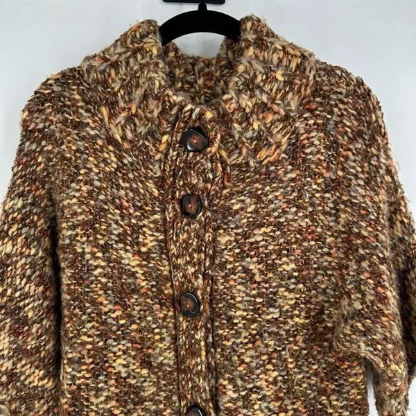 Anthropologie Tabitha Wool Blend Chunky Knit‎ Cardigan Sweater Tan Size Small - Image 7