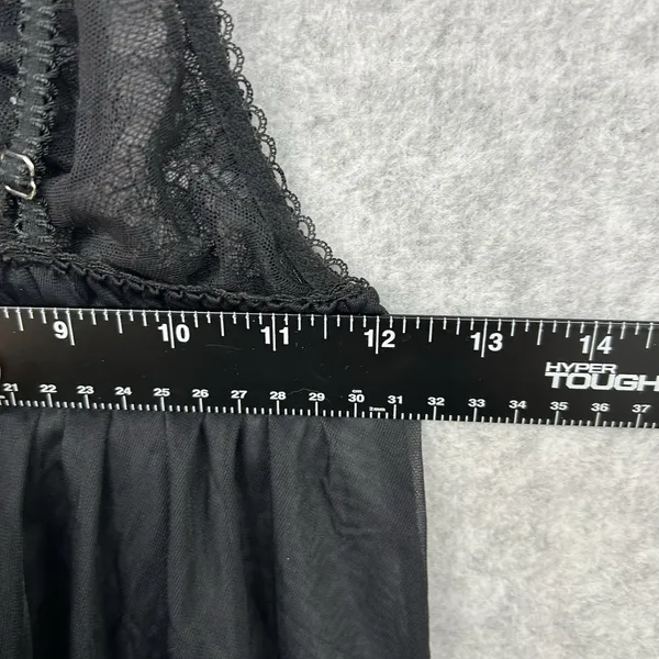 Victoria's Secret Black Lace Sheer Babydoll Nightgown Adjustable Straps Size S - Image 6