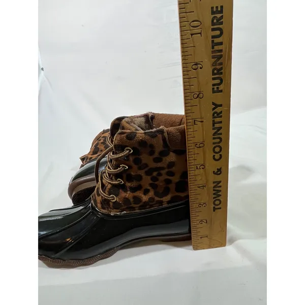 Jessica Carlyle GAVIN-17L Leopard Print Duck‎ Boots Women 7.5 Black Brown Snow - Image 8