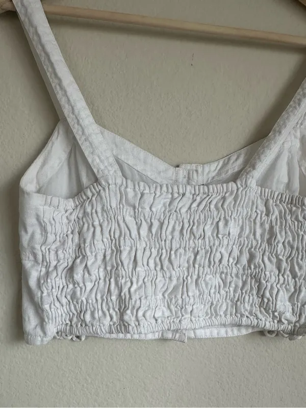 Madewell Sweetheart Linen Blend Crop Tank Top - Image 6