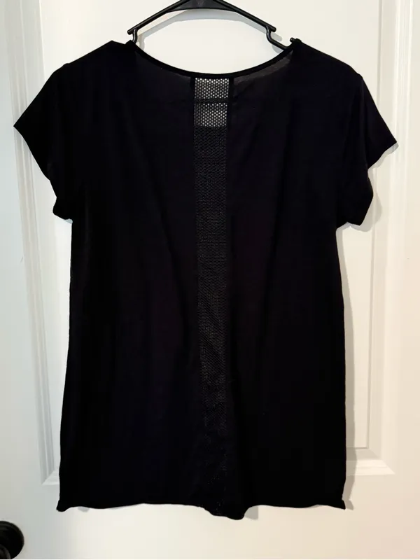 Athleta Size ST Black Short-Sleeve Active Tee‎ with Mesh Shoulders #61 - Image 2