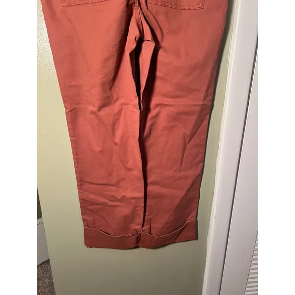 Loft Womens Size 4 Flare Wide-Leg Crop Jeans in Coral Pink Orange Stretch Cotton - Image 9