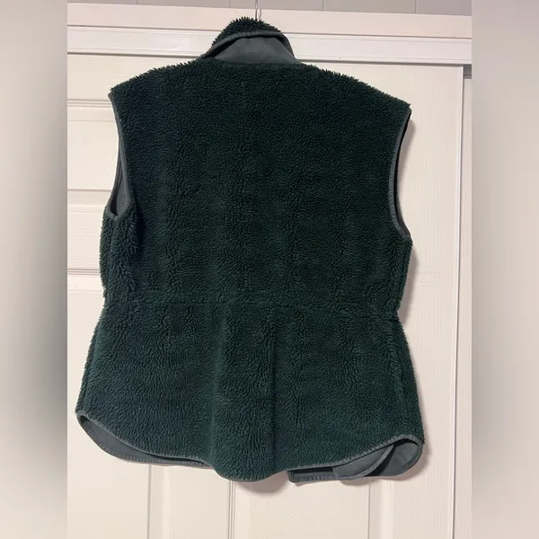 Anthropologie $128 Hunter Green Warm Cozy Cinched Faux Shearling‎ Vest Fall - Image 5