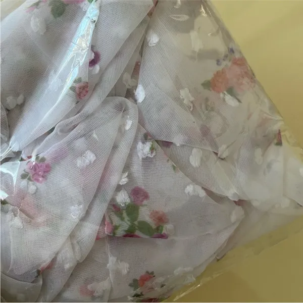 Free People Cottage Boho Floral White Large Fluffy Hair Scrunchie Accessory - Image 6