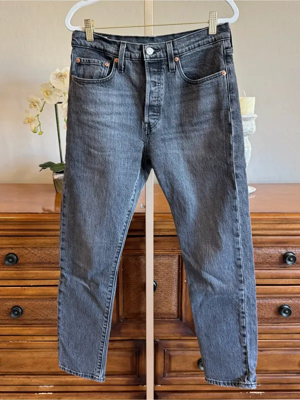 Levi’s Premium 501 Skinny Jeans Gray Black Wash W28 L28 - Image 3