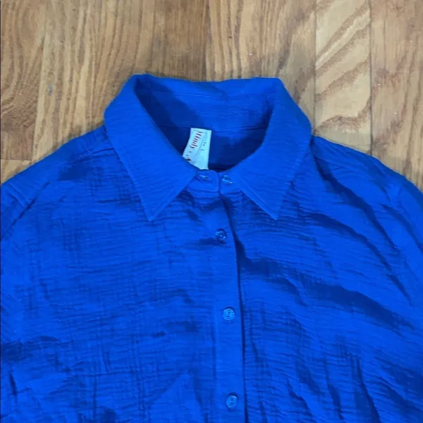 Andie The Corvo Button Up Top Cover Up‎ Blue Mazarine size M NWT - Image 7