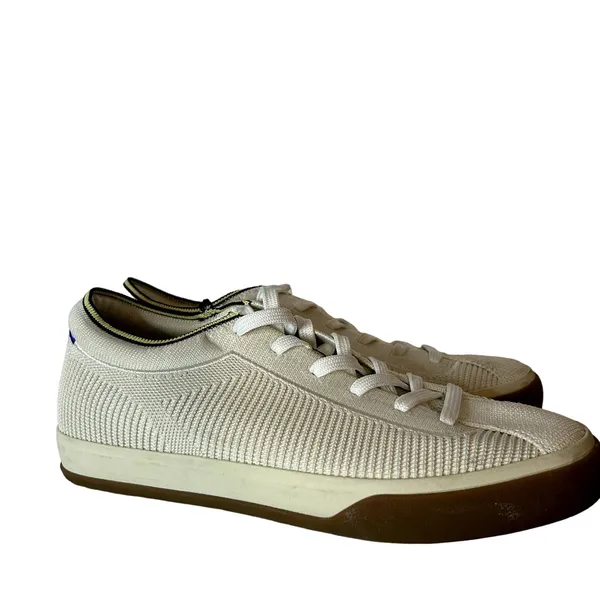Rothy’s The Lace up Sneaker Womens Size 8 Vanilla Blue Woven Discontinued HTF - Image 6