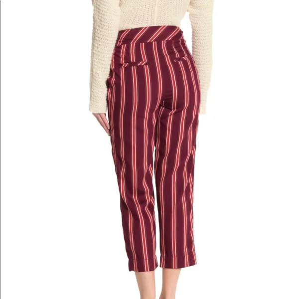 Free People Burgundy Red Striped Seamed Like The Right Thing Cropped Pants 0 - Image 8