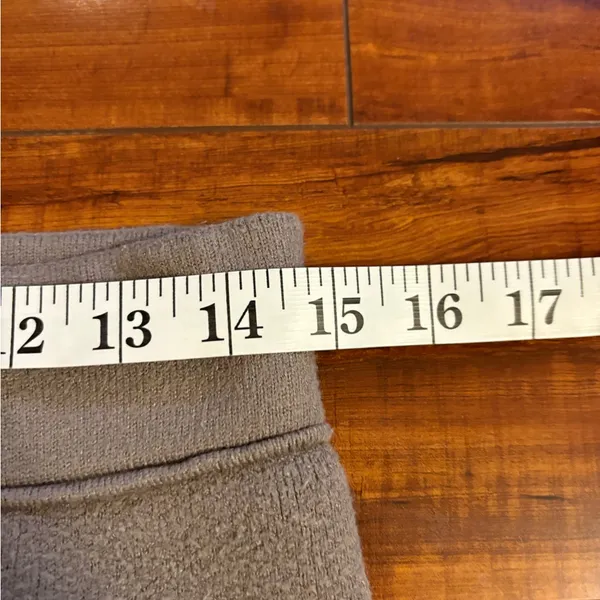 ZARA Knit Wide Leg Pants Brown Fleece Textured Ribbed Hem Pull-On Lounge Small - Image 13