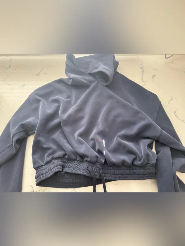 Sweaty Betty slate blue cropped drawstring hoodie - Image 2
