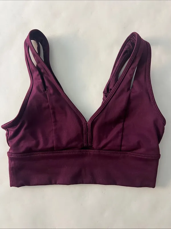 ALO YOGA UNITED LONG SPORTS BRA EGGPLANT DARK PURPLE Small - Image 2
