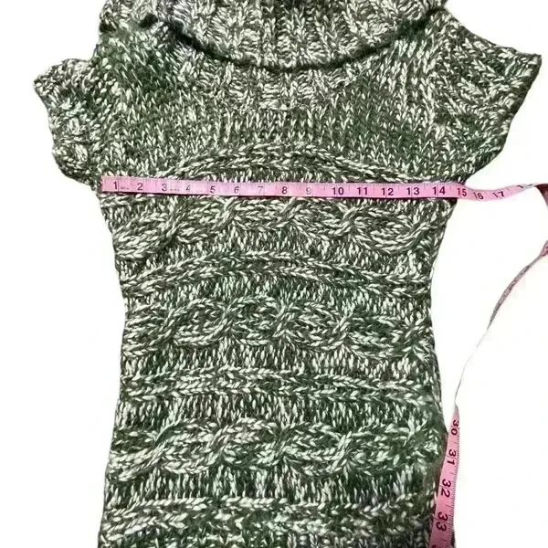 NY At Last sweater green knit short sleeve Cowl Neck women's size small sw9 - Image 3