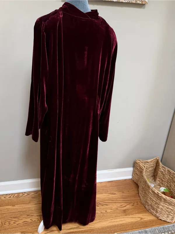 Vintage April too! Cornell velvet silk blend long sleeve maxi dress Burgundy OS - Image 5