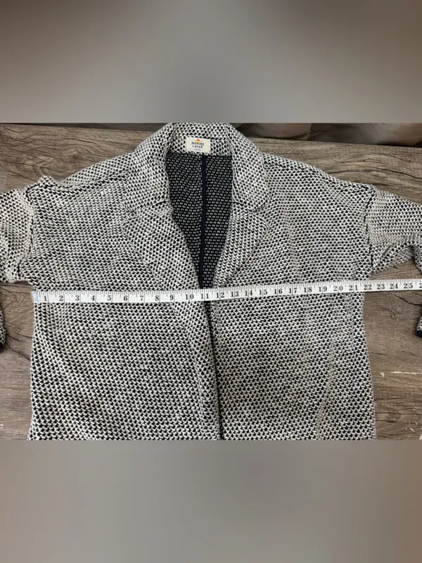 Marine Layer Birdseye Blazer Sz medium Cardigan Jacket Black & White Textured Kn - Image 5