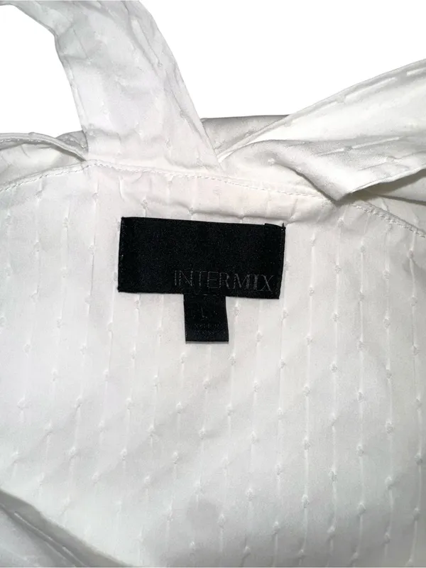 INTERMIX White Off The Shoulder Ruffle Halter Top LARGE - Image 4