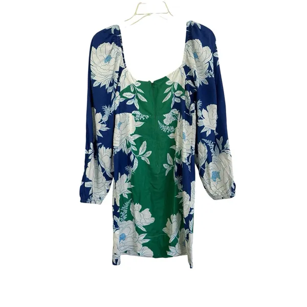 FARM Rio Soft Garden Linen-Blend Mini Dress Size Small Green Blue NWT - Image 4