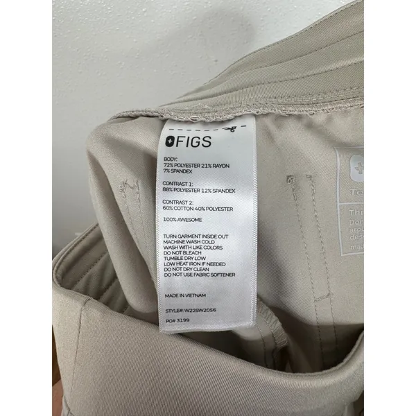 FIGS Zamora Jogger Scrub Pants Womens XS Sand Tan Technical Collection W22SW2056 - Image 4