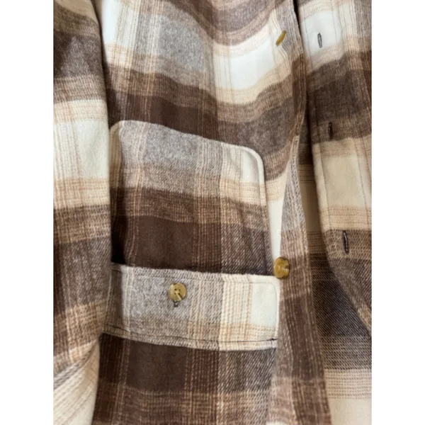 Banana Republic brown plaid shirt jacket size xl - Image 2