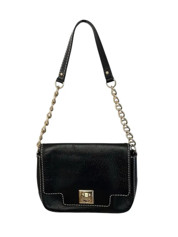 Kate Spade  Iconic Turnlock Gold Chain Handle Mini Bag Handbag  Black Leather - Image 2