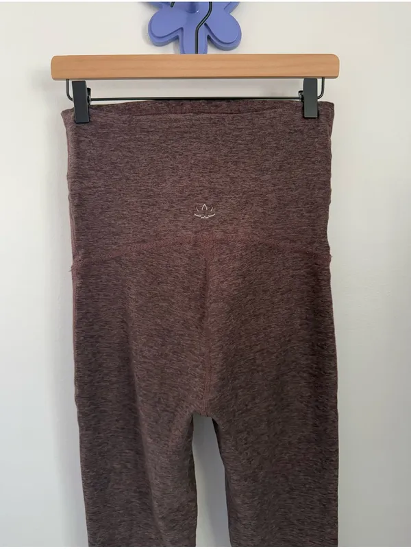 Beyond The Bump Large Spacedye Leggings Criss Cross Hem Heather Plum - Image 4