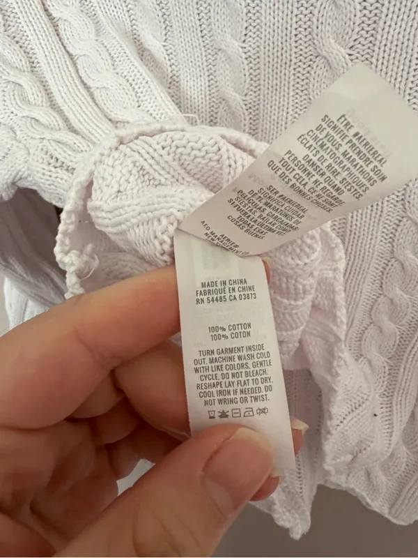 Aerie White Cable Knit Cropped Sweater Small - Image 6