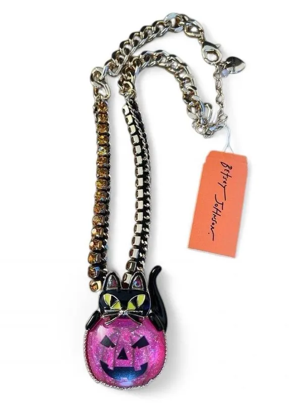 NWT Betsey Johnson Pink Pumpkin Halloween Necklace - Image 7