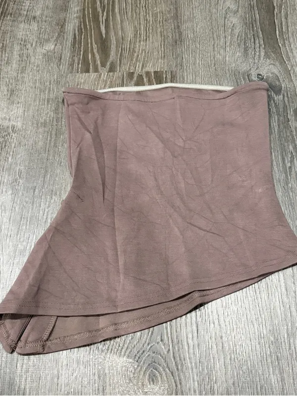 edikted Brown Strapless Asymmetrical Top - Image 2