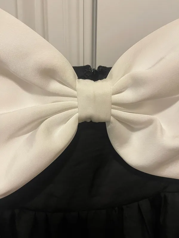 Altar'd State Stassia Black & White Satin Bow Dress - Image 6