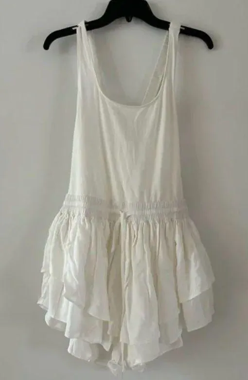 Free People White Prima Shortsie Workout Athletic Romper NWT Size Large - Image 5