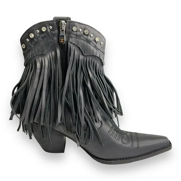 Zigi Finlandia Fringe Western Boot Black Size 7 Women's‎ New - Image 6