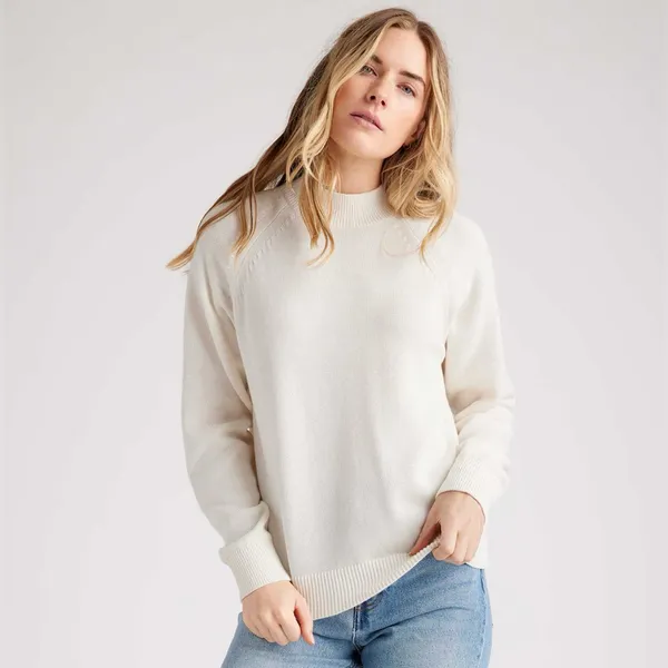 Quince 100% Organic Cotton Mock Neck Sweater crewneck ribbed top knit - Image 6