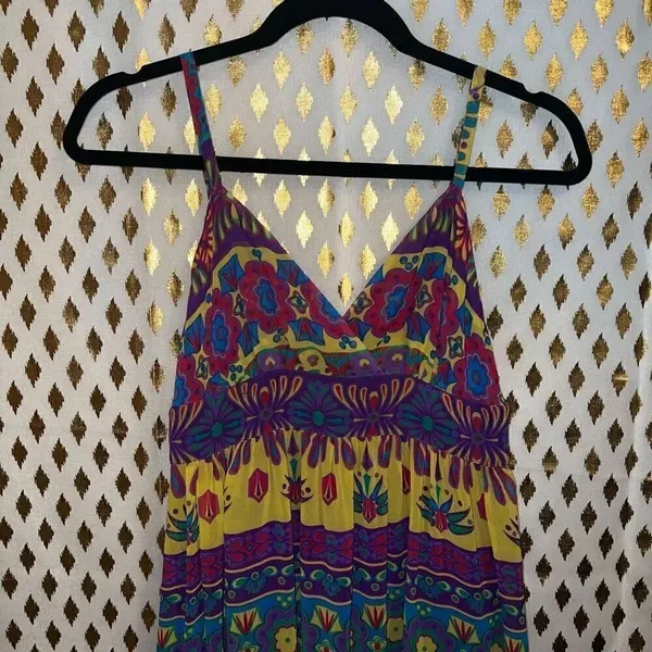 Long flowy boho maxi dress floral mosaic size S - Image 2
