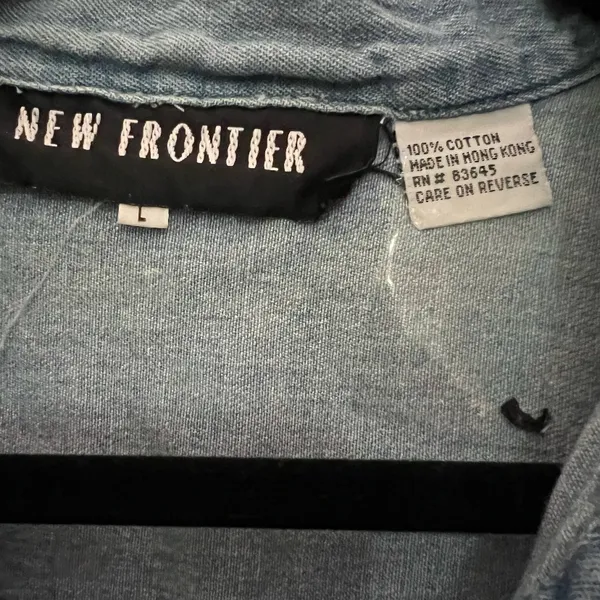 Denim‎ Button-Up Shirt New Frontier Cotton Size Large parent trap 90s - Image 5