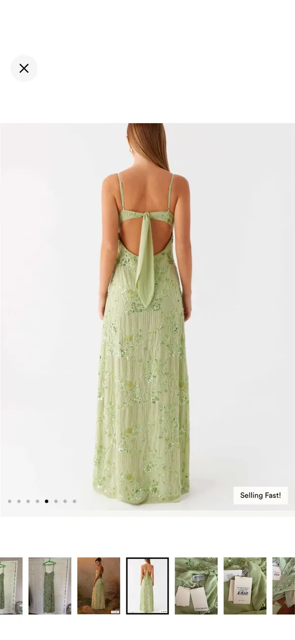 Peppermayo Celandine Beaded Green Maxi Formal Dress Women's Size 6 - Image 5