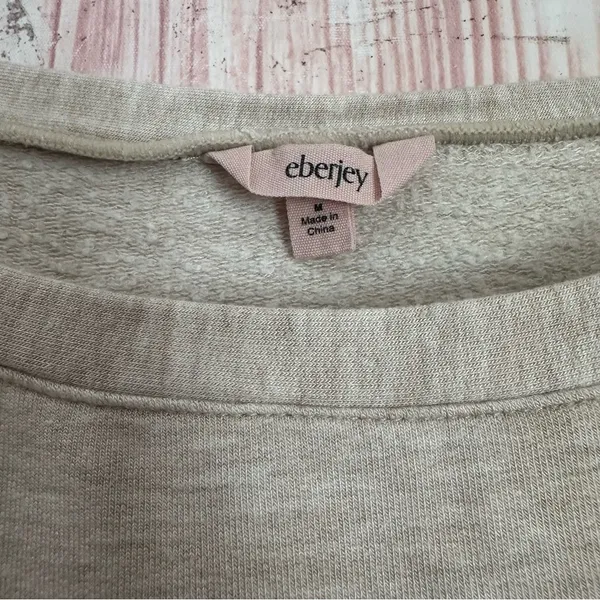 Eberjey Softest Sweats The Short Sleeve Sweatshirt Oatmeal Heather Size M - Image 8