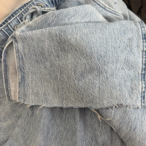 Rewash Stretchy Waistband Pull On Wide Leg Jeans Side Slit Light Wash Jean Large - Image 4