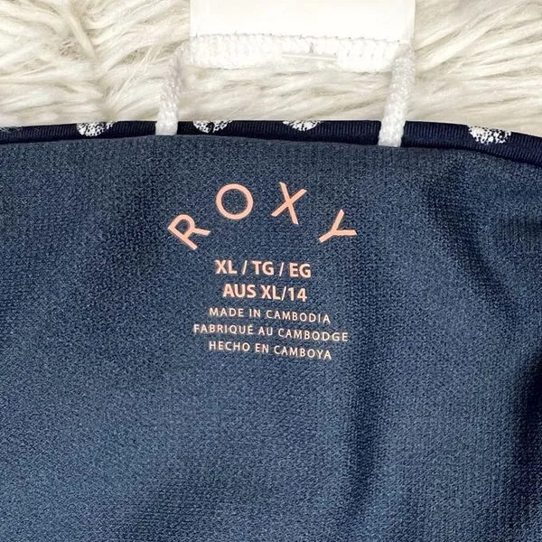 Roxy Printed Beach Classics Blue Indigo Polka Dot Side Strap Bikini Bottoms‎ XL - Image 6