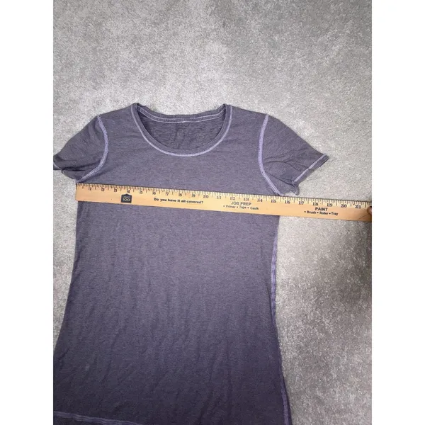 lululemon‎ womens size 4 purple stripe fitted t shirt - Image 4
