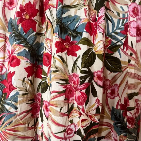 Evolutionary Tropical Floral Wide Leg Pants Boho Vacation Beach‎ Flowy Sz Small - Image 7
